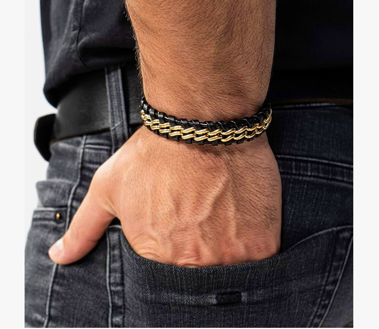 STAINLESS BRACELET BLACK-GOLD DPR0201